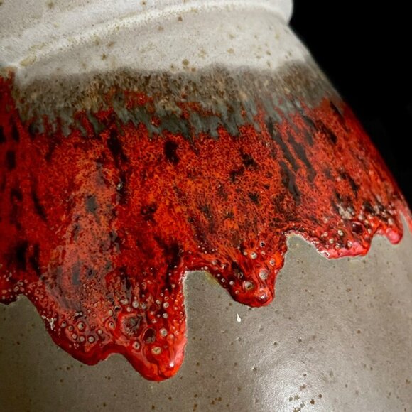 Vintage 1970s Laurentian Pottery 3 Canisters Set Made in Quebec Canada Fat Lava - Picture 2 of 9